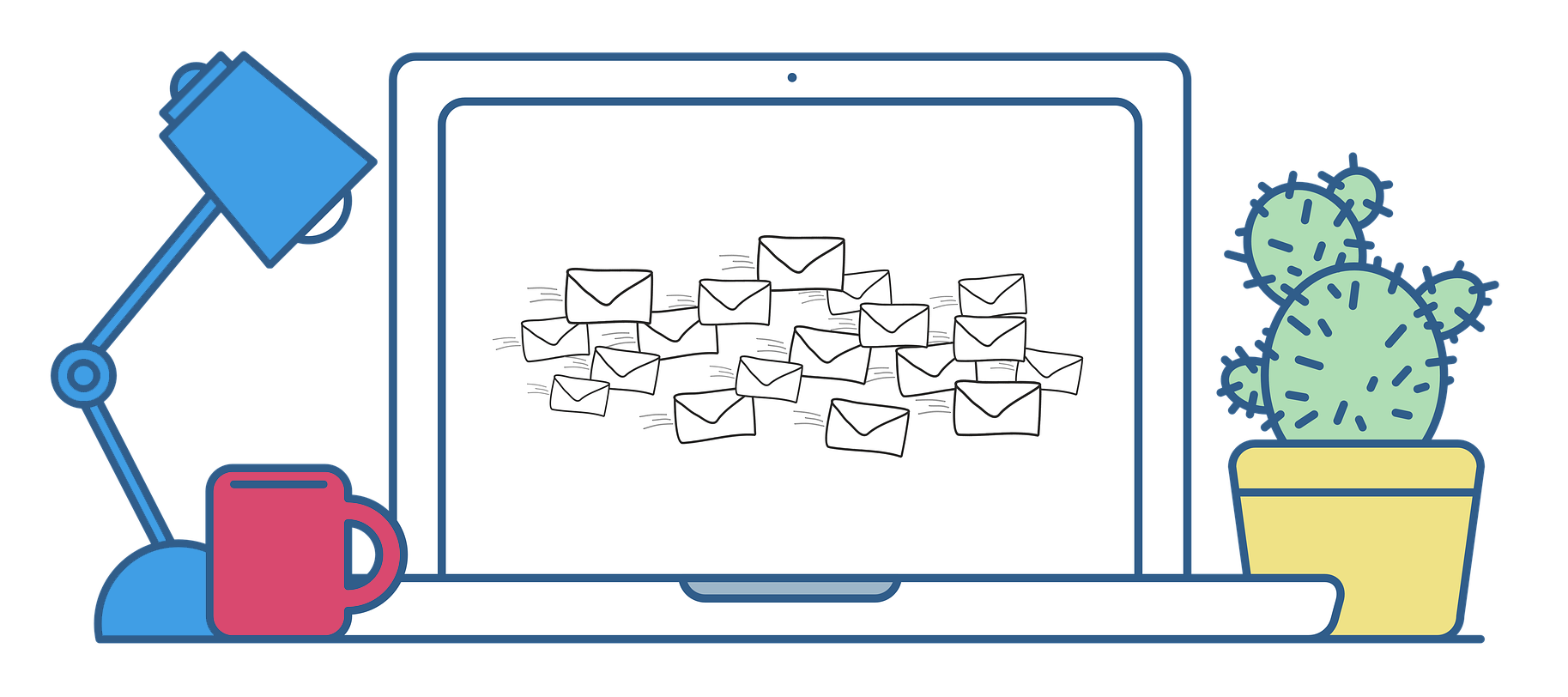 Contact me: letter envelopes in a PC screen